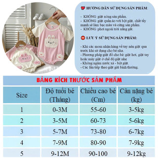 Bodysuit, Body Liền ThânThỏ Hồng Cho Bé Gái, Áo Liền Quần Chấy Cottn Mát Mẻ