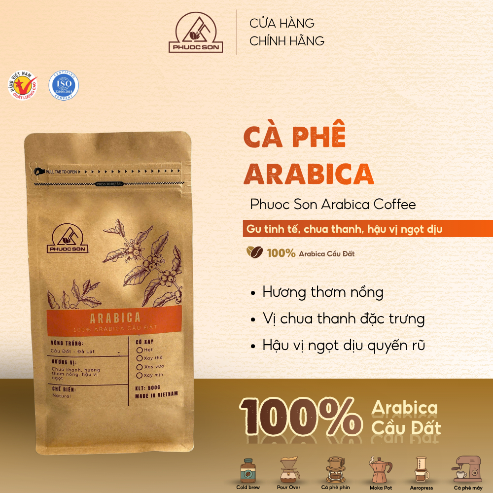 Cà phê Phước Sơn Arabica - Cà phê Arabica nguyên chất từ Cầu Đất - Lâm Đồng