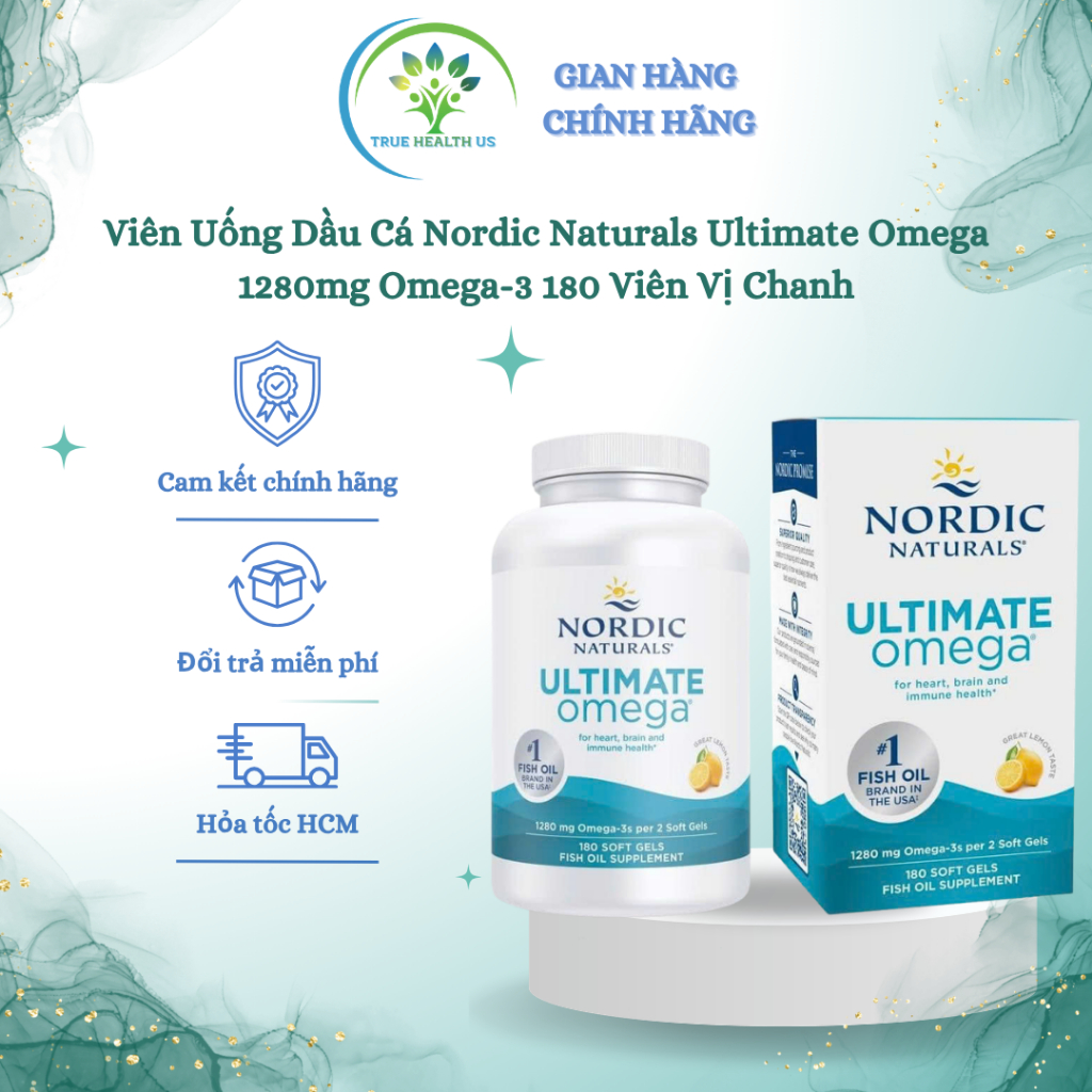 Viên Uống Dầu Cá Nordic Naturals Ultimate Omega 1280mg Omega-3 60/180 Viên Vị Chanh