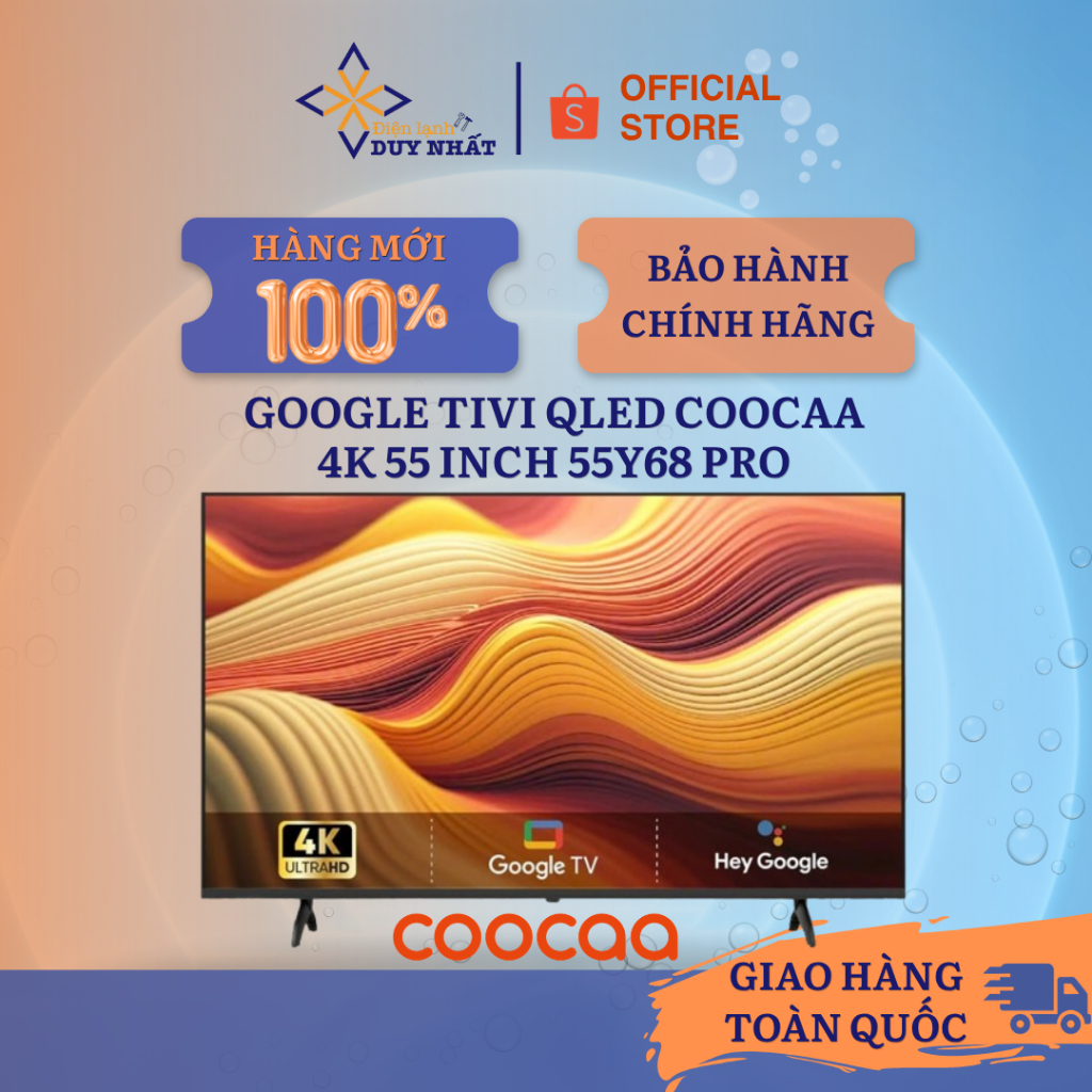 Google Tivi QLED Coocaa 4K 55 Inch 55Y68 PRO