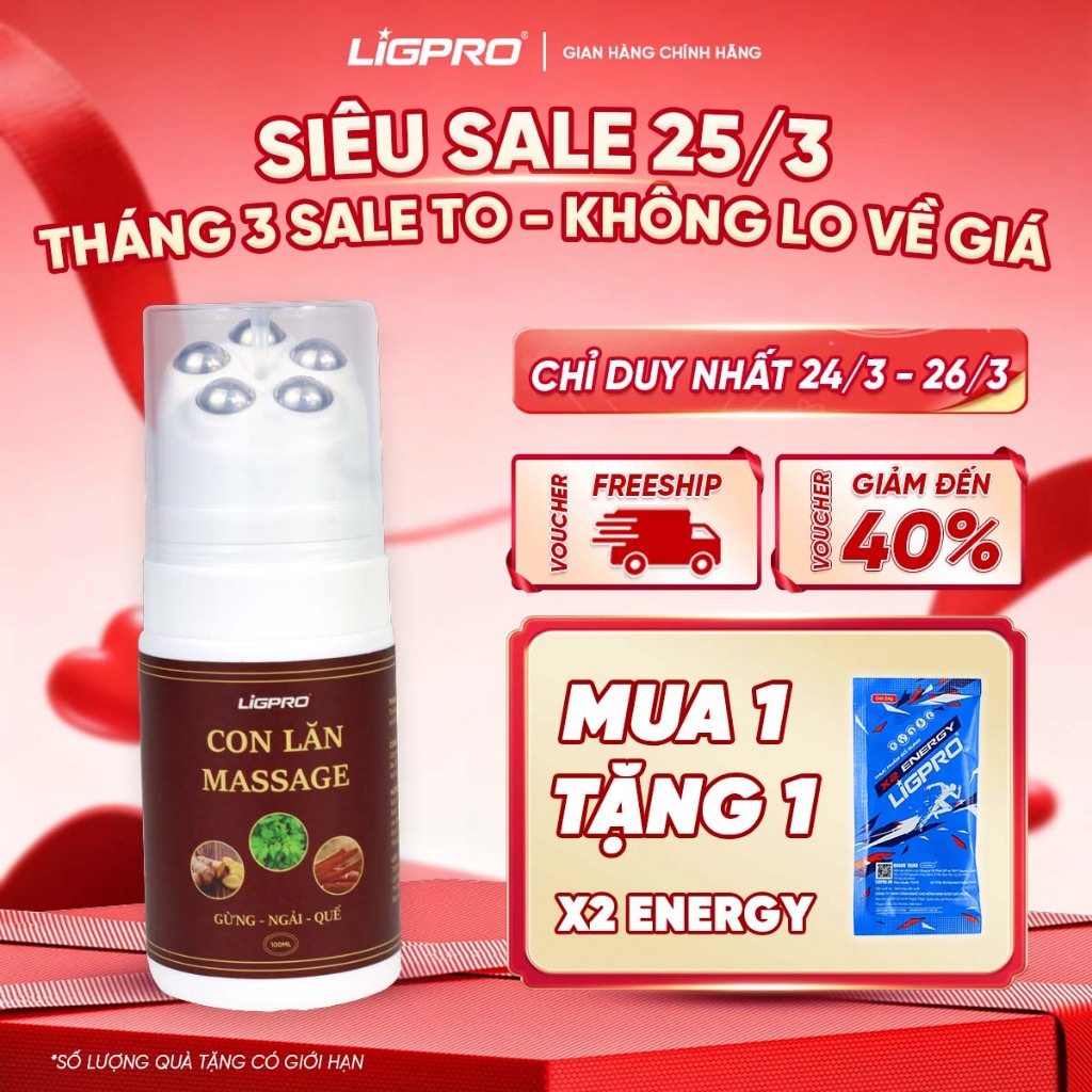 Con Lăn Massage LIGPRO Gừng Ngải Quế Hỗ Trợ Giảm Mỏi Cổ Vai Gáy, Đau Lưng Thần Kinh Tọa Thư Giãn Cơ Bắp