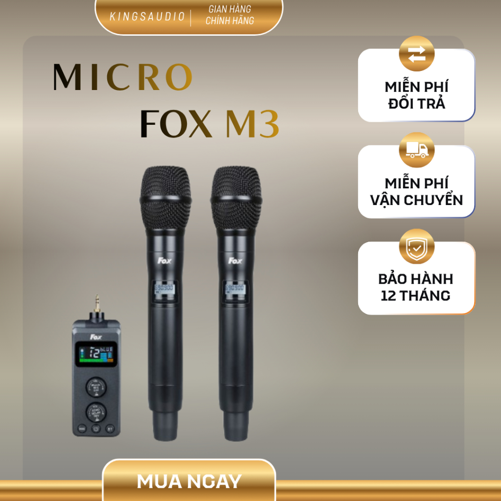 Micro Không Dây Fox M3 – Bluetooth 5.3, Chống Hú DSP, Thu Xa 50m – Hàng Chính Hãng