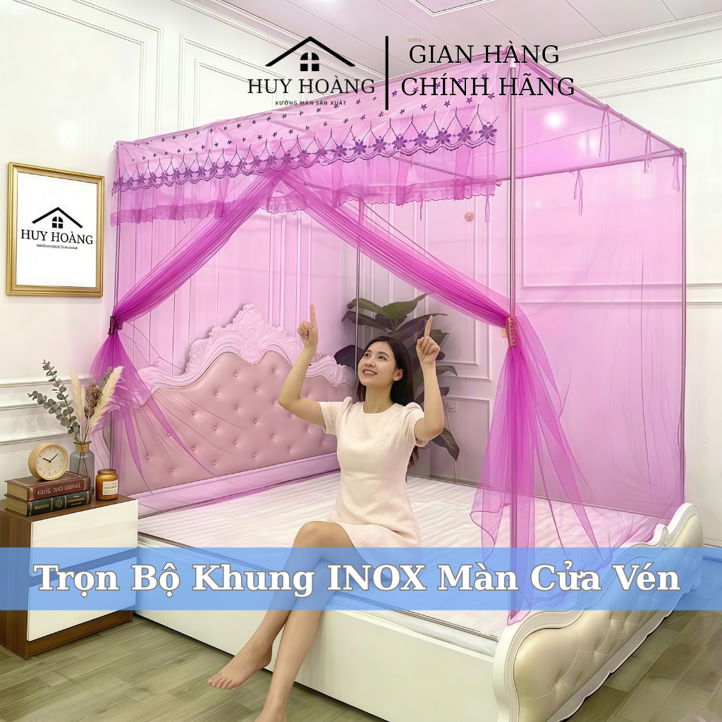 Trọn Bộ 1 Khung INOX và 1 Màn Dây Tuyn Thái Cửa Vén chống muỗi cho người lớn-Xưởng màn HUY HOÀNG màn  chong muoi