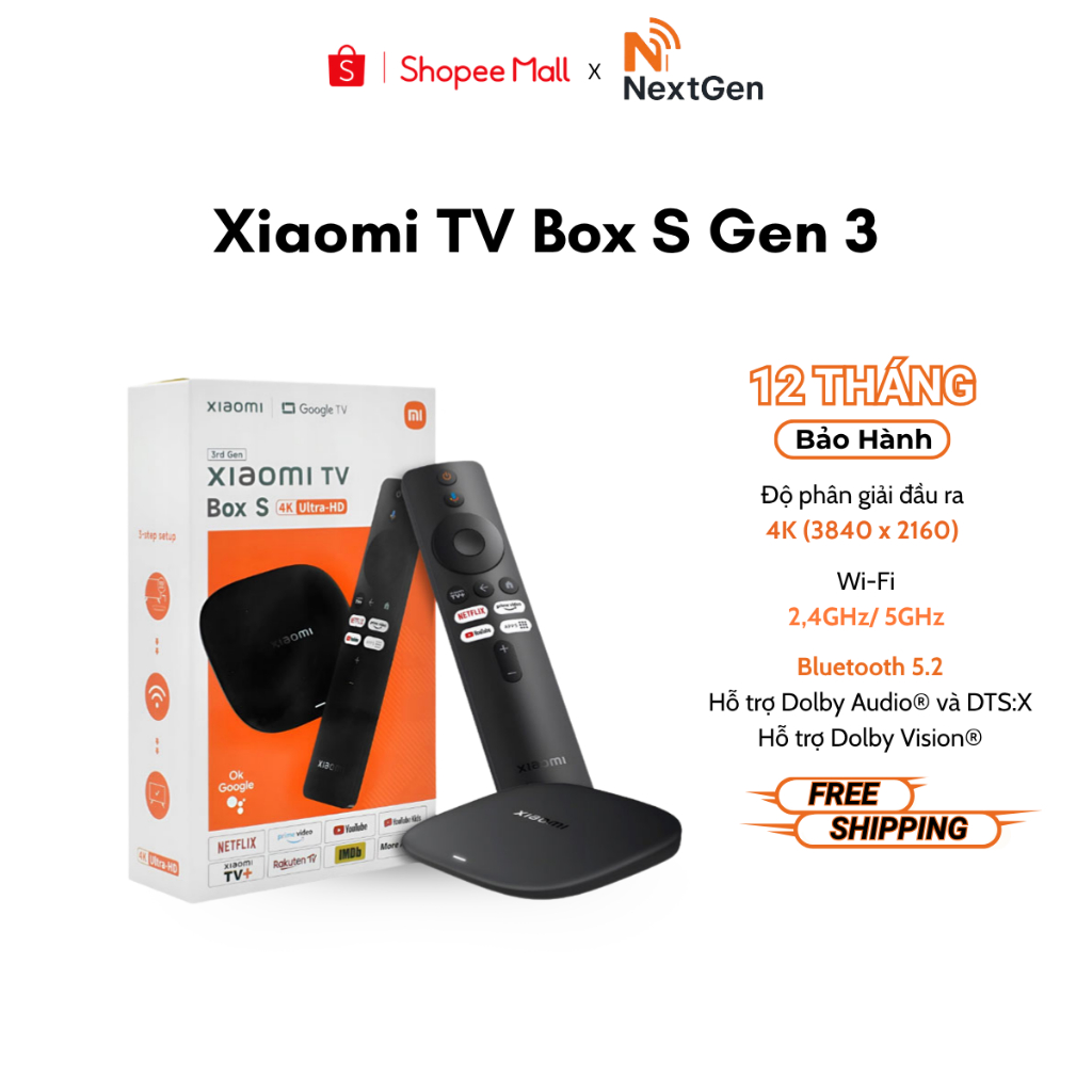 Xiaomi TV Box S Gen 3 độ phân giải 4K - Hàng chính hãng - Bảo hành 12 tháng