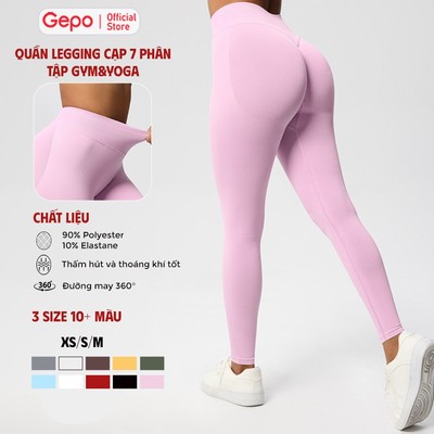 GEPO Quần dài thể thao tập gym yoga nữ cạp cao 7cm viền chun vải dệt kim 10% Elastane co giãn 4 chiều thoáng khí GP133