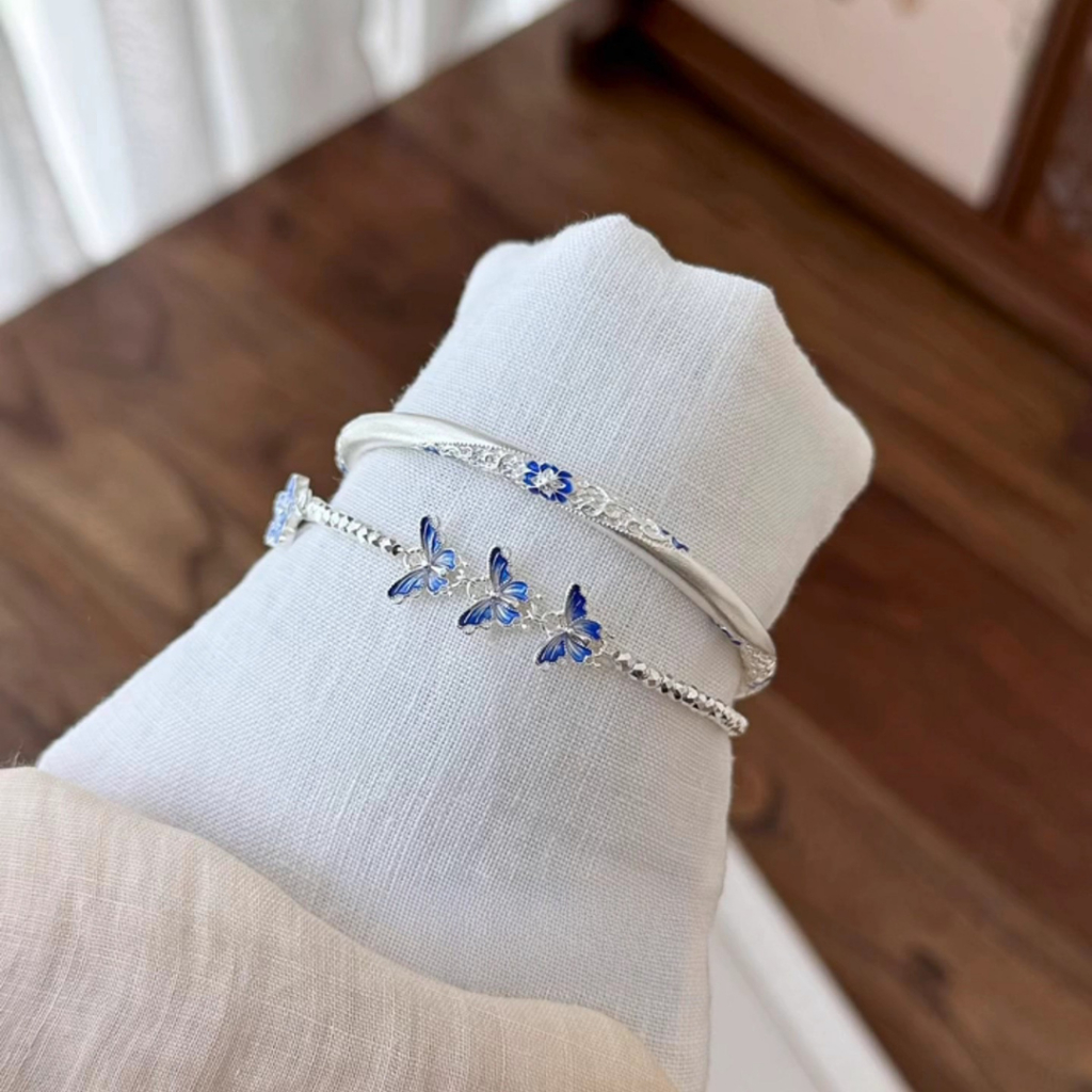 Lắc tay kiềng nữ hợp kim cao cấp họa tiết khắc chìm đá dạ quang Imoon Jewelry - Imoon079 | BigBuy360 - bigbuy360.vn