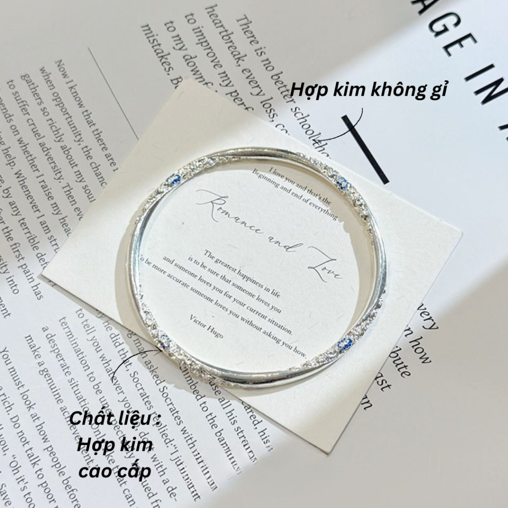 Lắc tay kiềng nữ hợp kim cao cấp họa tiết khắc chìm đá dạ quang Imoon Jewelry - Imoon079 | BigBuy360 - bigbuy360.vn