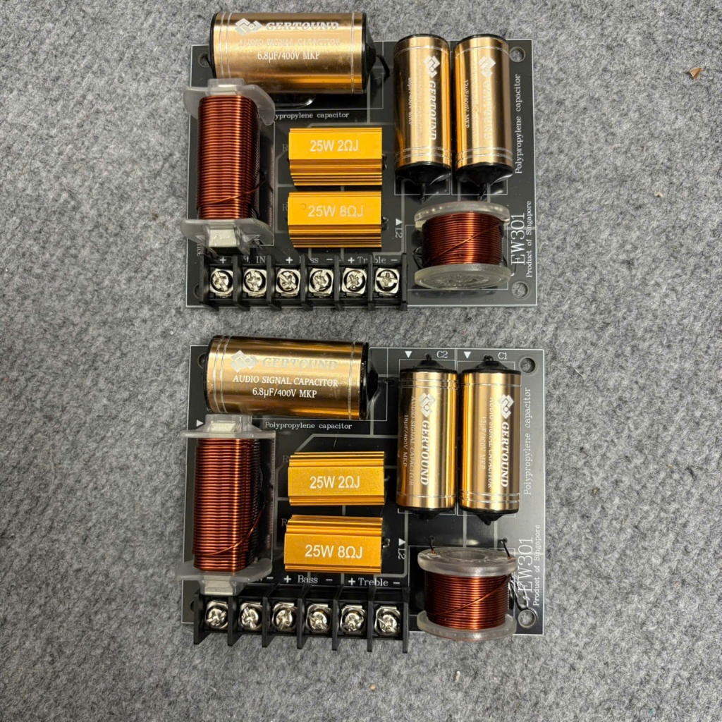 Mạch phân tần loa 2 đường tiếng 1 Bass 1 Trép EW-301 - Tụ điện, trở nhôm, cuộn cảm đồng - Giá 1 chiế