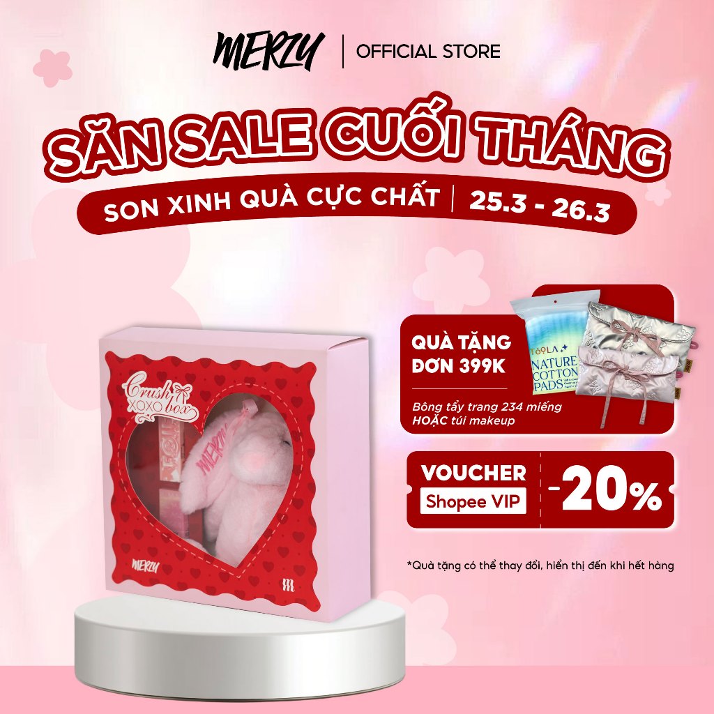 Hộp Quà Tình Yêu Trang Điểm Môi Merzy Crush Box - (1 Son Merzy Fullsize + 1 Son FOIF ngẫu nhiên)