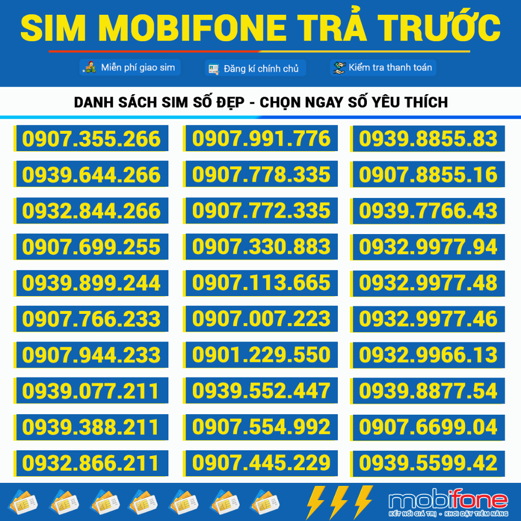 Sim số đẹp mobifone đồng giá 950k
