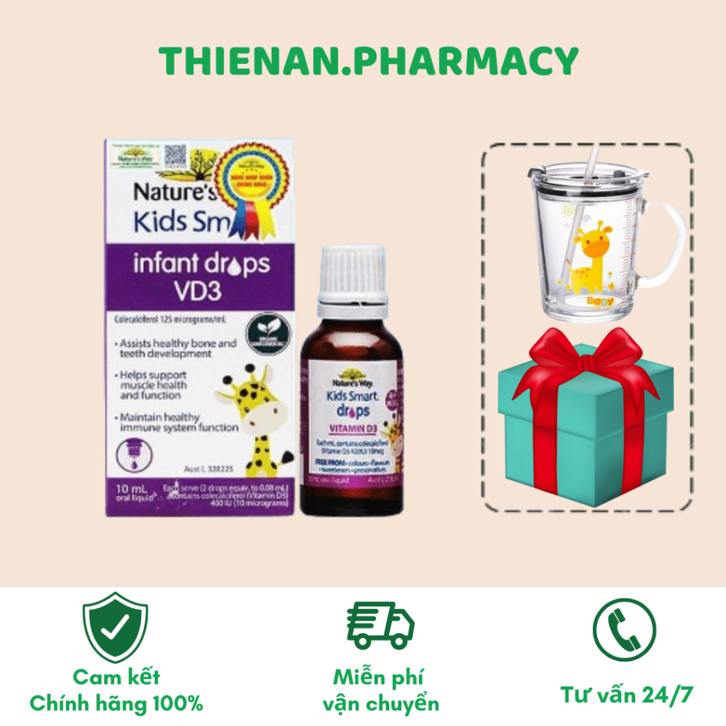 Nature's Way Kids Smart Infant Drops VD3 - Hỗ Trợ Bổ Sung Vitamin D3 Cho Trẻ - Hộp 13ml