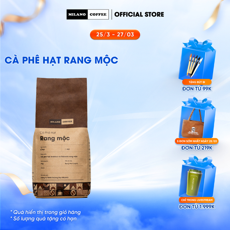 Cà phê NGUYÊN CHẤT 100% RANG MỘC MILANO COFFEE LOẠI 1 KG