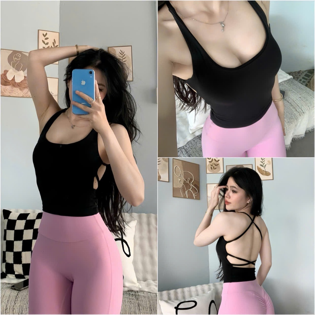 ÁO Bra Hở Chéo Lưng A12  chất LULU KÈM MÚT RỜI Tập Gym-Yoga-Aerobic Gymmy ( Không kèm quần )️ Hàng xuất khẩu ️ | BigBuy360 - bigbuy360.vn