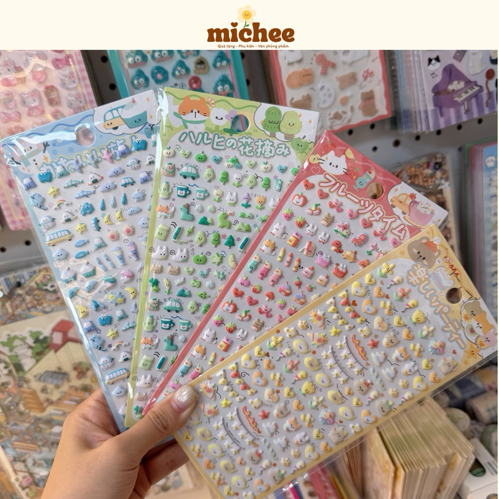 Sticker nổi 3d mini cute, miếng dán trang trí - michee.studio