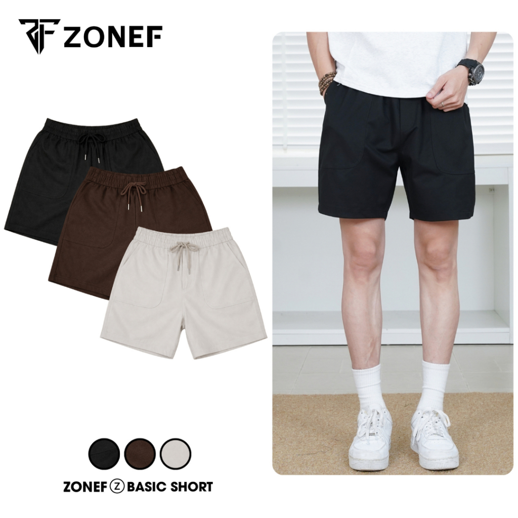 Quần Short Kaki Túi Ốp Cạp Chun By ZONEF STUDIO, Quần Short Nam Nữ Chất Vải Kaki Cotton Mềm Mịn Phon