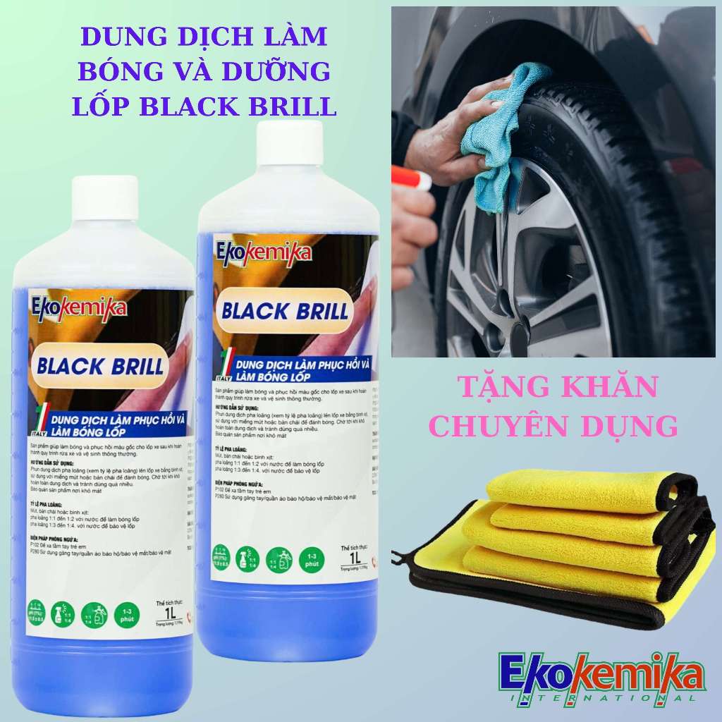 Dung dịch dưỡng và làm đen bóng lốp xe chính hãng Ekokemika  Black Brill 1 lít