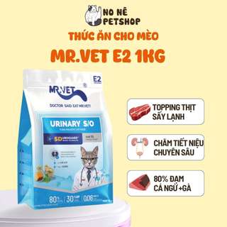 [MỚI] Hạt Cho Mèo Mr Vet E2 Gói 1KG Chuyên Chăm Sóc Tiết Niệu, 80% Đạm Từ Động Vật