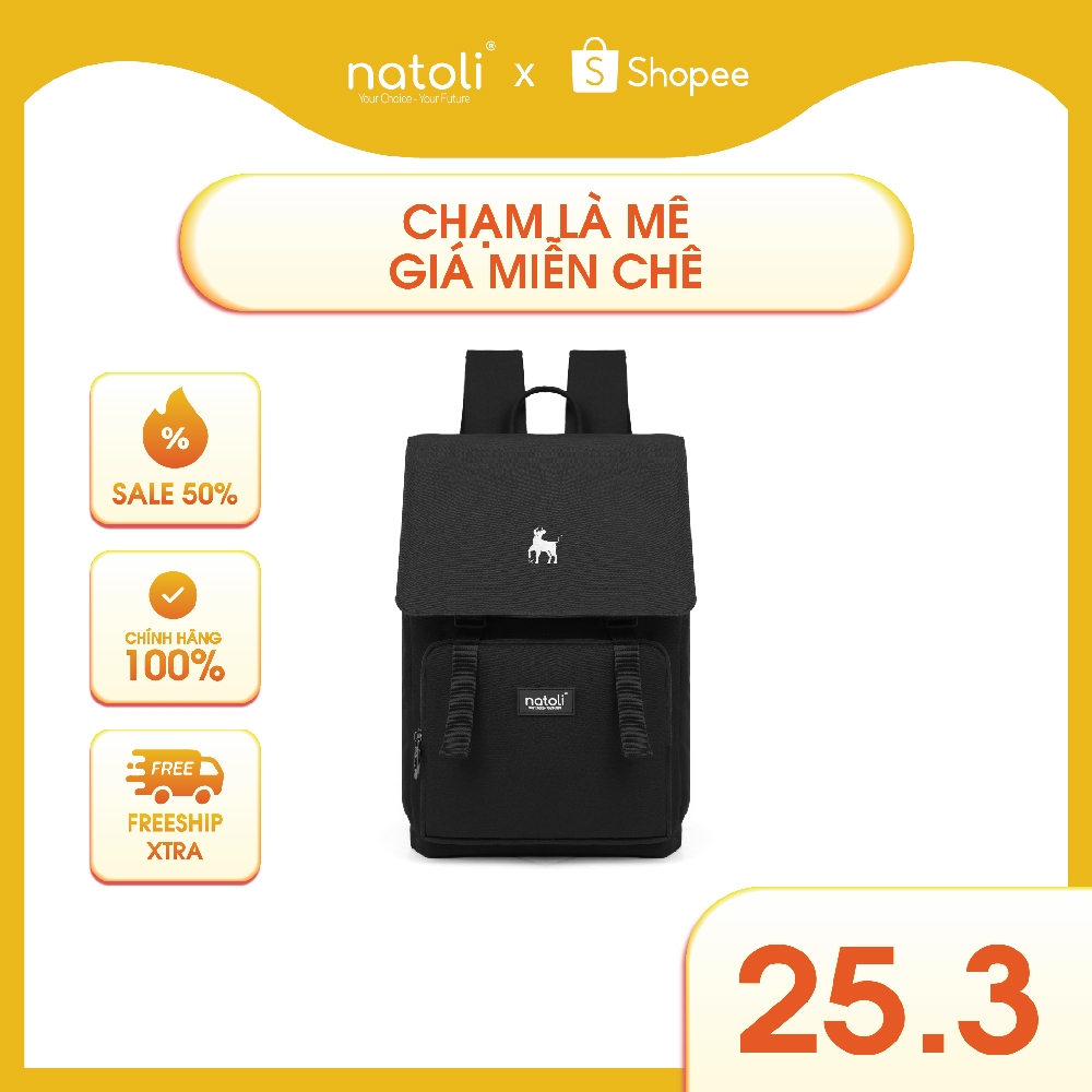 Balo laptop chống sốc NATOLI nhiều ngăn, đựng laptop, đi học chống nước cao cấp - BST Modern Flap Backpack B23