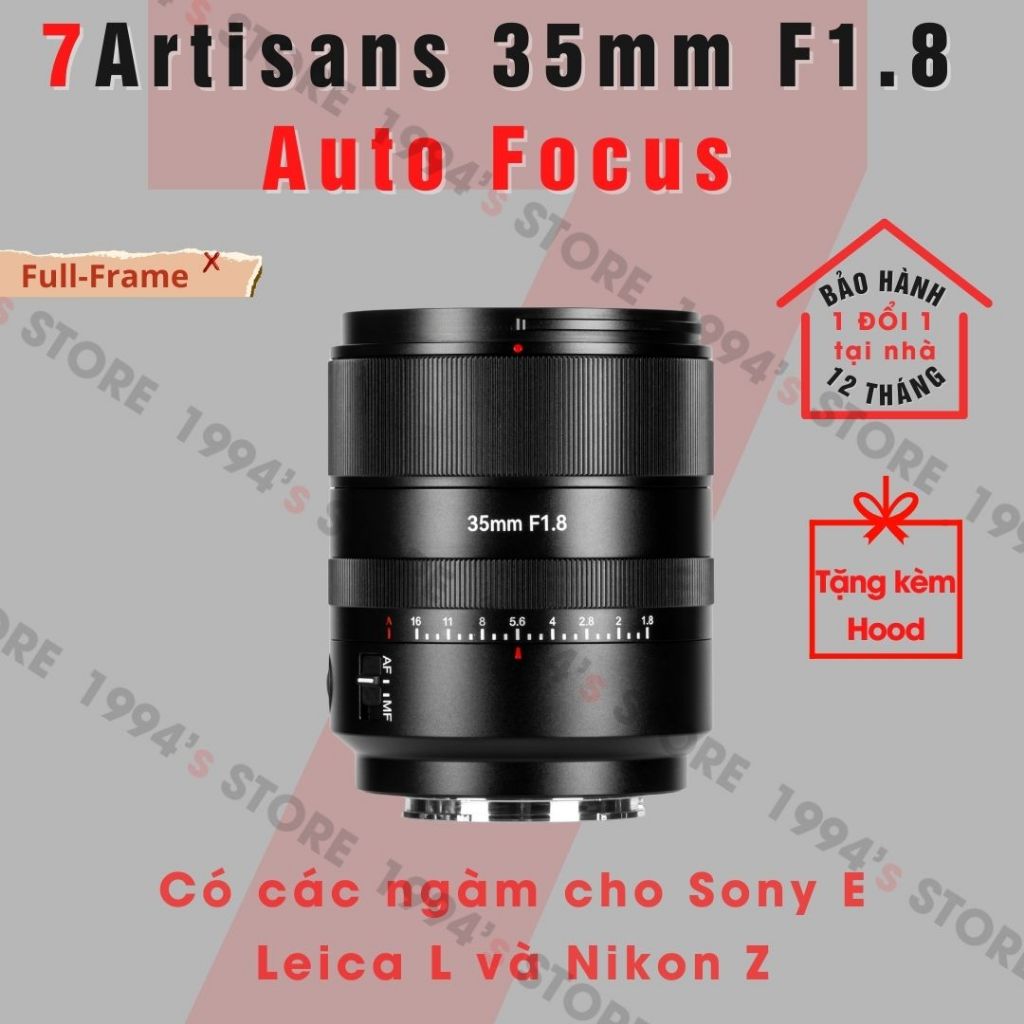 Ống kính 7Artisans 35mm F1.8 AF - Lens lấy nét tự động đa dụng cho Full-Frame có các ngàm Sony E, Le