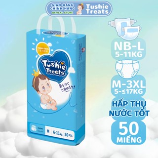 50 miếng Tã bỉm Tã quần Tushie Treats cho bỉm em bé Công nghệ Nhật bản ôm sát thấm hút thông thoáng NB/S/M/L/XL/XXL/XXXL