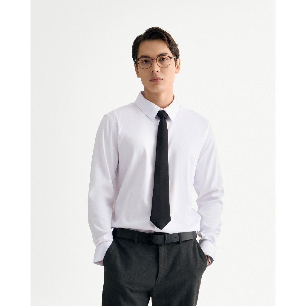 [🔥HOT] Áo Sơ Mi Nam Công Sở Tay Dài Trắng Trơn Form Fitted - Routine 10S26SHL054 | BigBuy360 - bigbuy360.vn