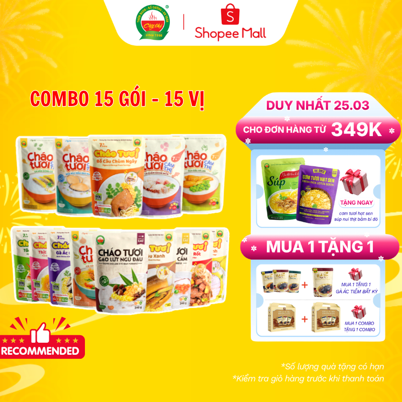 Combo 15 Gói Đủ 15 Vị Cháo Tươi Cây Thị - Mỗi Vị 1 Gói