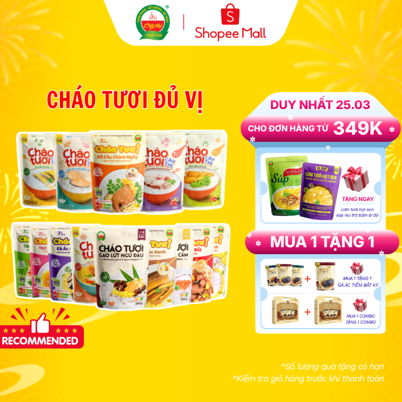 Cháo Tươi Cây Thị Đủ 16 Vị Trọng Lượng 240G Dành Cho Bé Ăn Dặm Từ 7 Tháng Tuổi Trở Lên