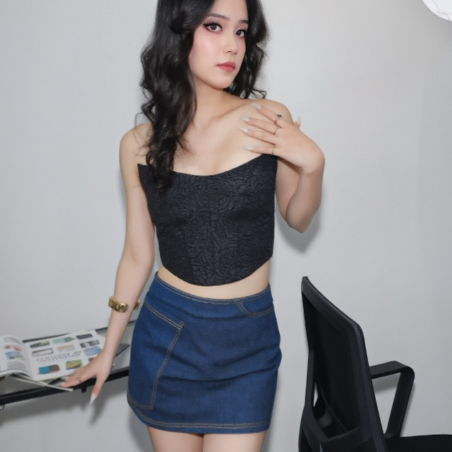 Chân váy Jeans Basic BELLA 2 lớp, túi đắp lớn 1 bên hông. Màu Jeans Xanh Nhạt, Xanh Đậm.