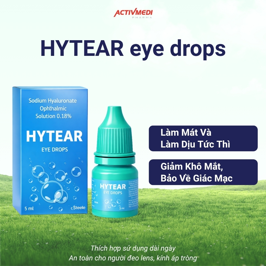 Nước nhỏ mắt Hytear lành tính nhẹ dịu cho mắt giúp dưỡng mắt, chống khô mắt