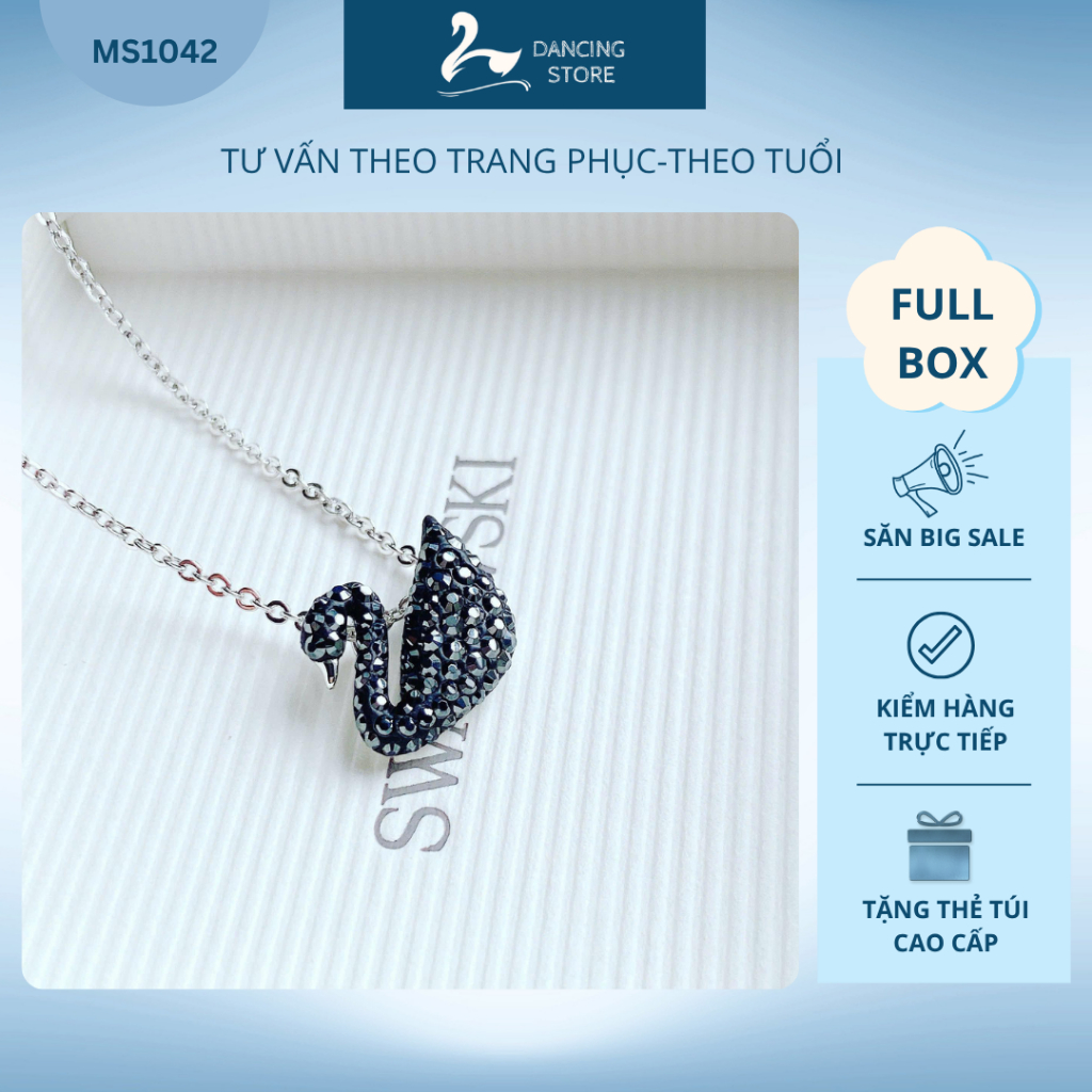 Vòng cổ Nữ Iconic Swan Đen dây Sliver Cao cấp  Dancing Store Fullbox