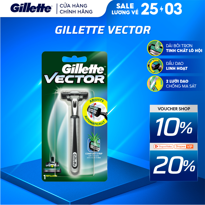 Dao Cạo Râu Gillette Vector - 1 Cán 1 Lưỡi Dao Cạo