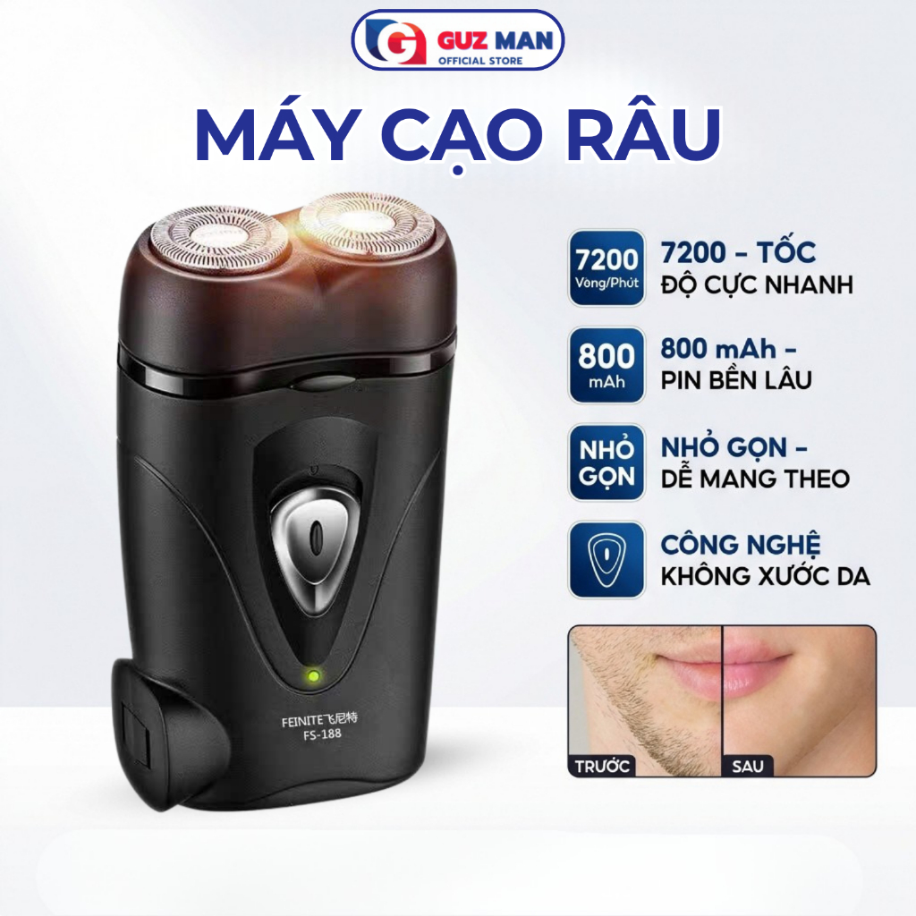 Máy Cạo Râu Mini Bỏ Túi Đa Năng, 3 Lưỡi Dao Tự Mài, Chống nước IPX7 An Toàn Không Trầy Xước Cho Da