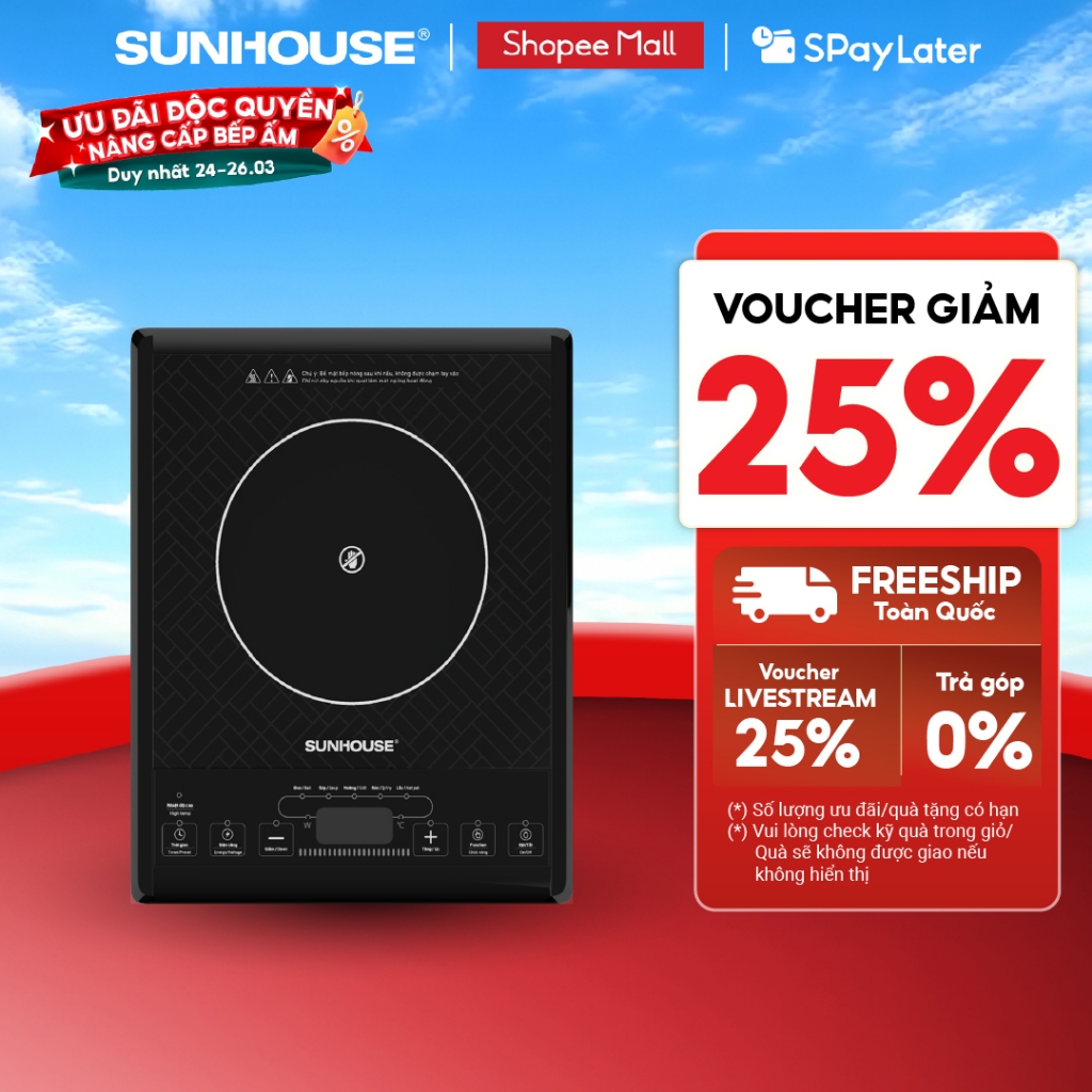 Bếp đơn hồng ngoại Sunhouse SHD6011 - Công suất 2000W - Phím bấm điện tử - 5 chế độ nấu - Bảo hành 12 tháng