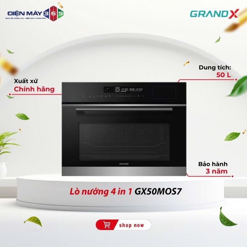 Lò Nướng Tích Hợp Lò Vi Sóng Và Nồi Chiên Không Dầu Grandx GX50MOS7 Thiết Kế Hiện Đại, Dễ Sử Dụng