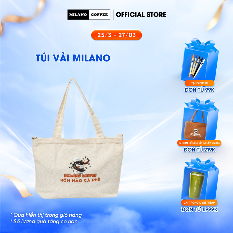 Túi vải MILANO COFFEE màu nâu màu trắng