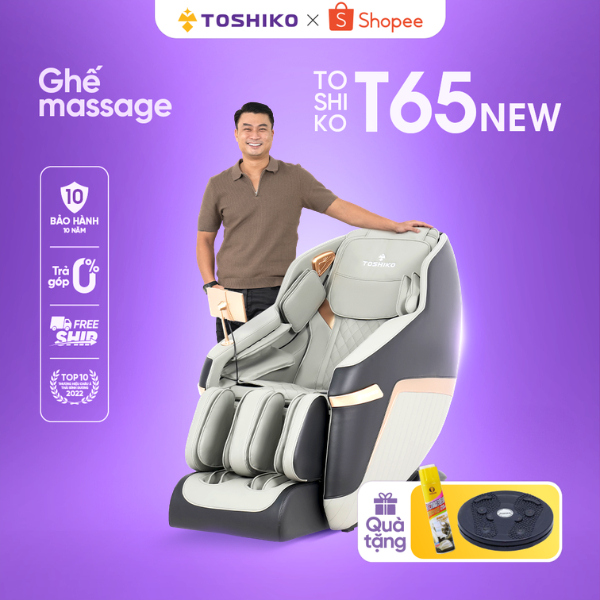 Ghế massage Toshiko T65 New - Con lăn 3D Deep Touch & Nhiệt hồng ngoại InfraWarm - Bảo hành động cơ 10 năm