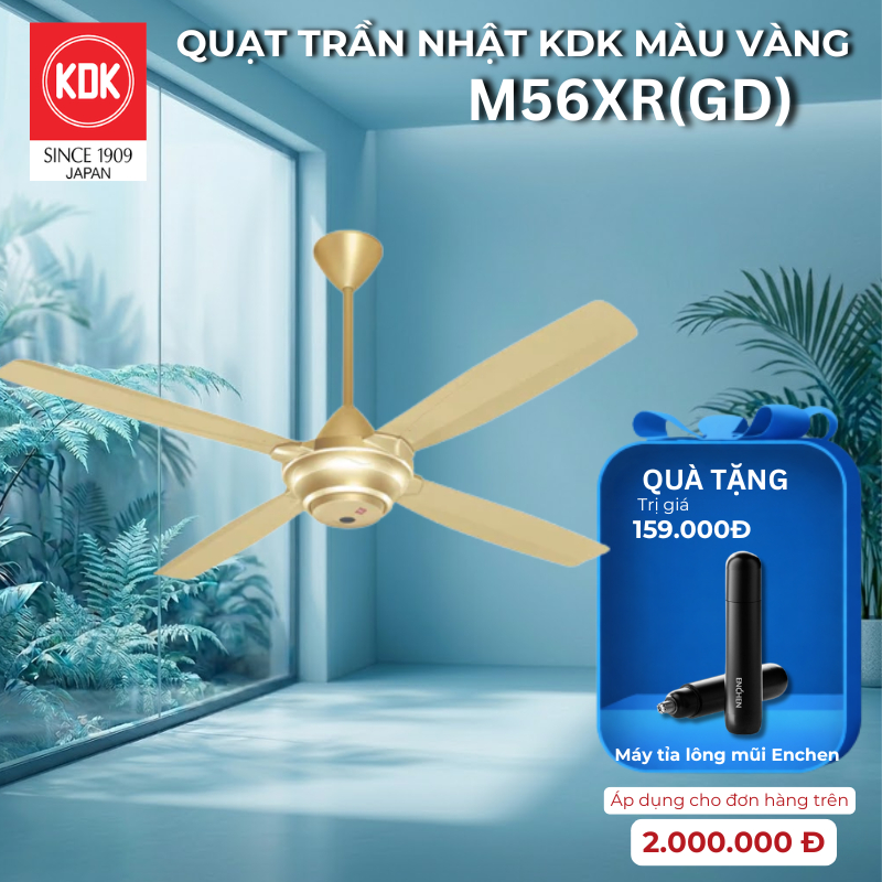 Quạt trần Nhật KDK M56XR(GD) màu Vàng - Bảo Hành Chính Hãng KDK