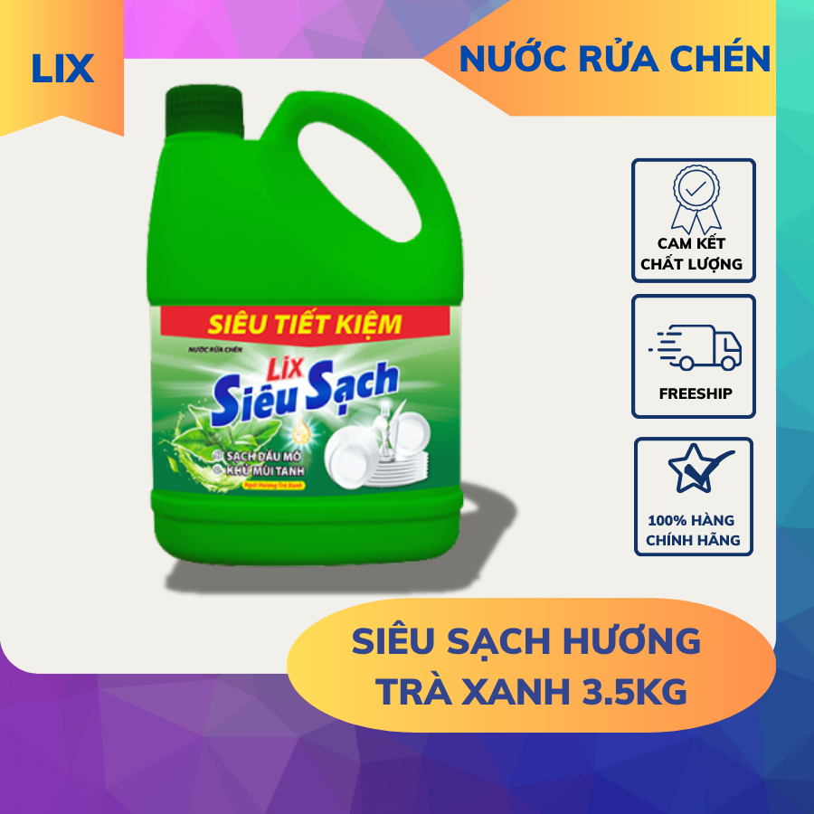 Nước Rửa Chén LIX Siêu Sạch Hương Trà Xanh 3.5KG - Lixco Việt Nam