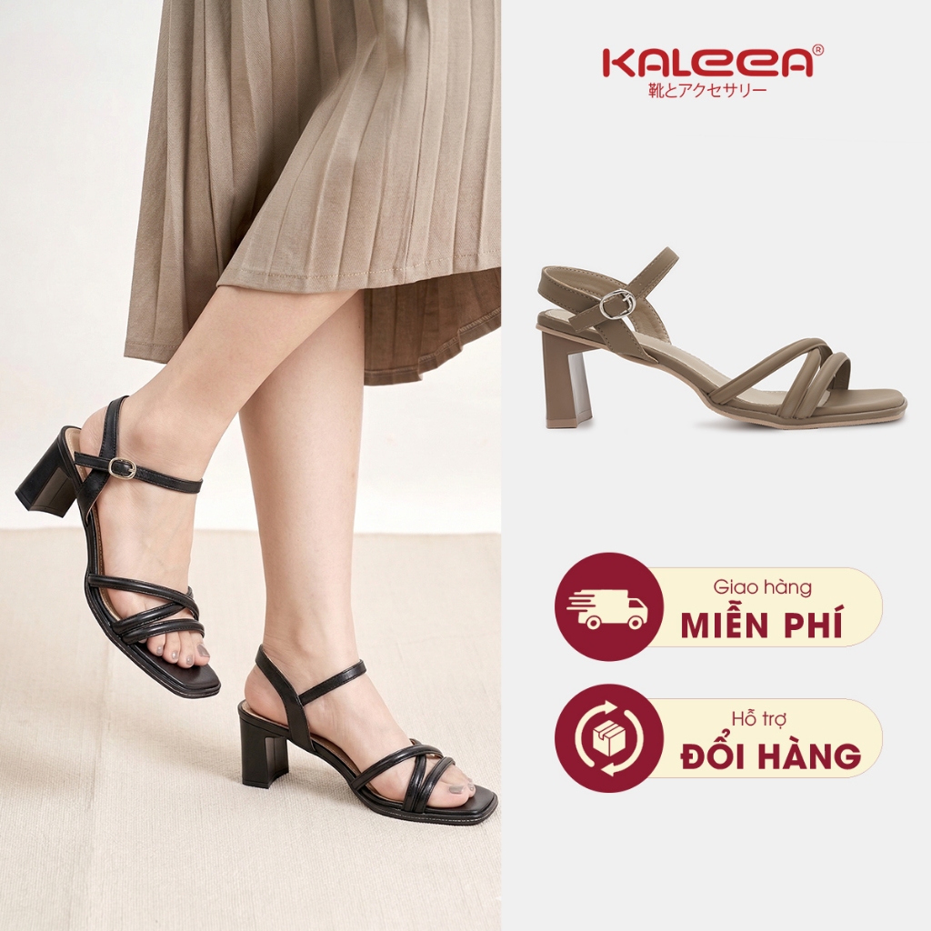 Kaleea - Giày Sandal Cao Gót Nữ Đế Cao 7p Phối Dây Quai Mảnh  G11