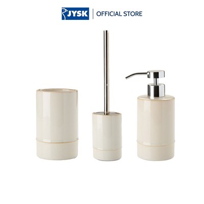 Bộ phụ kiện phòng tắm | JYSK SMEDBY | gốm/nhựa PP | xám nhạt | nhiều kích thước