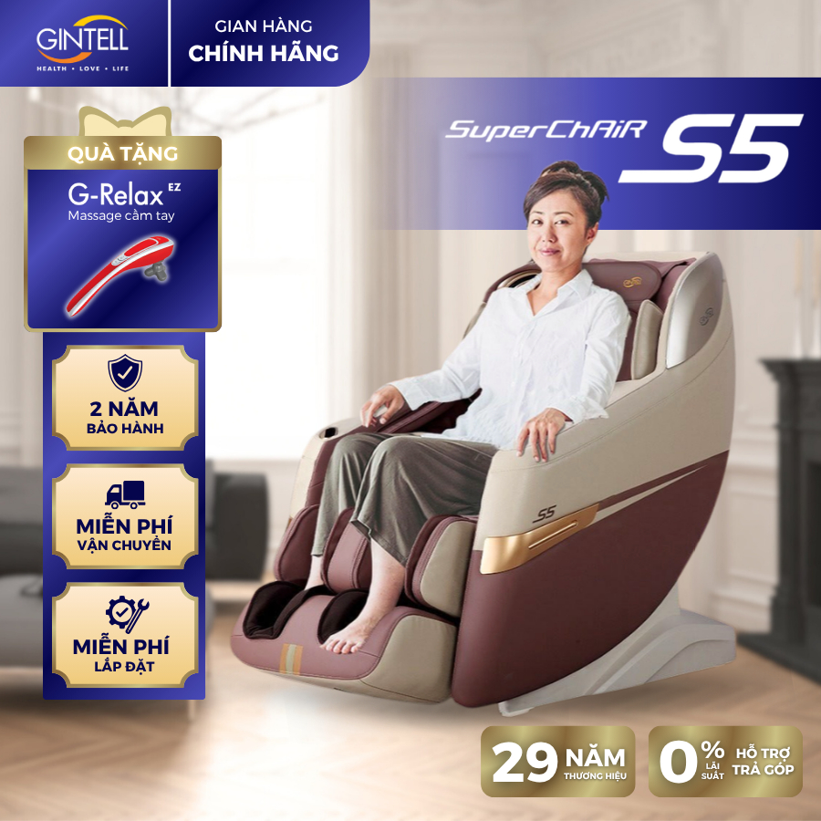Ghế Massage Toàn Thân GINTELL S5 SUPER CHAIR | 24 Tháng Bảo Hành Chính Hãng