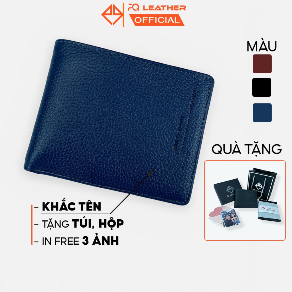 Ví nam khắc tên theo yêu cầu PQ Leather PV22A dáng Ngang fullbox làm quà tặng cho người thân