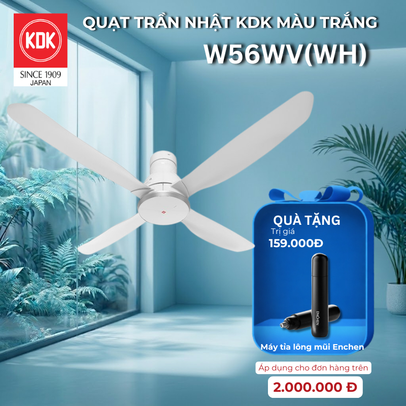 Quạt trần KDK màu Trắng W56WV(WH) - Bảo Hành Chính Hãng KDK