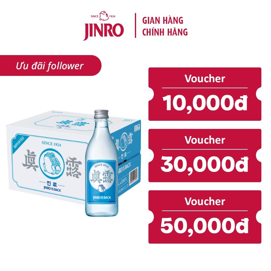 [CHÍNH HÃNG][HỎA TỐC 24H] Soju Hàn Quốc JINRO IS BACK - Thùng 20 chai 360ML 16%