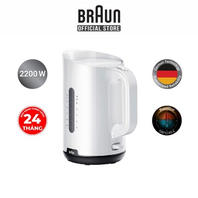 Ấm siêu tốc Braun WK1100WH dung tích 1.7L công suất 2200W bảo hành 24 tháng