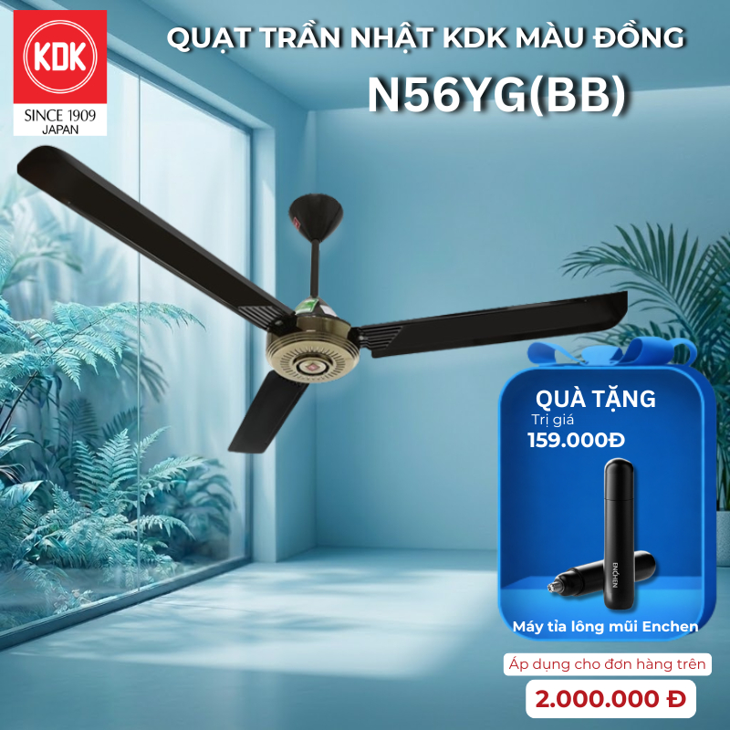 Quạt Trần Nhật KDK, màu Đồng N56YG(BB) - Bảo Hành Chính Hãng KDK