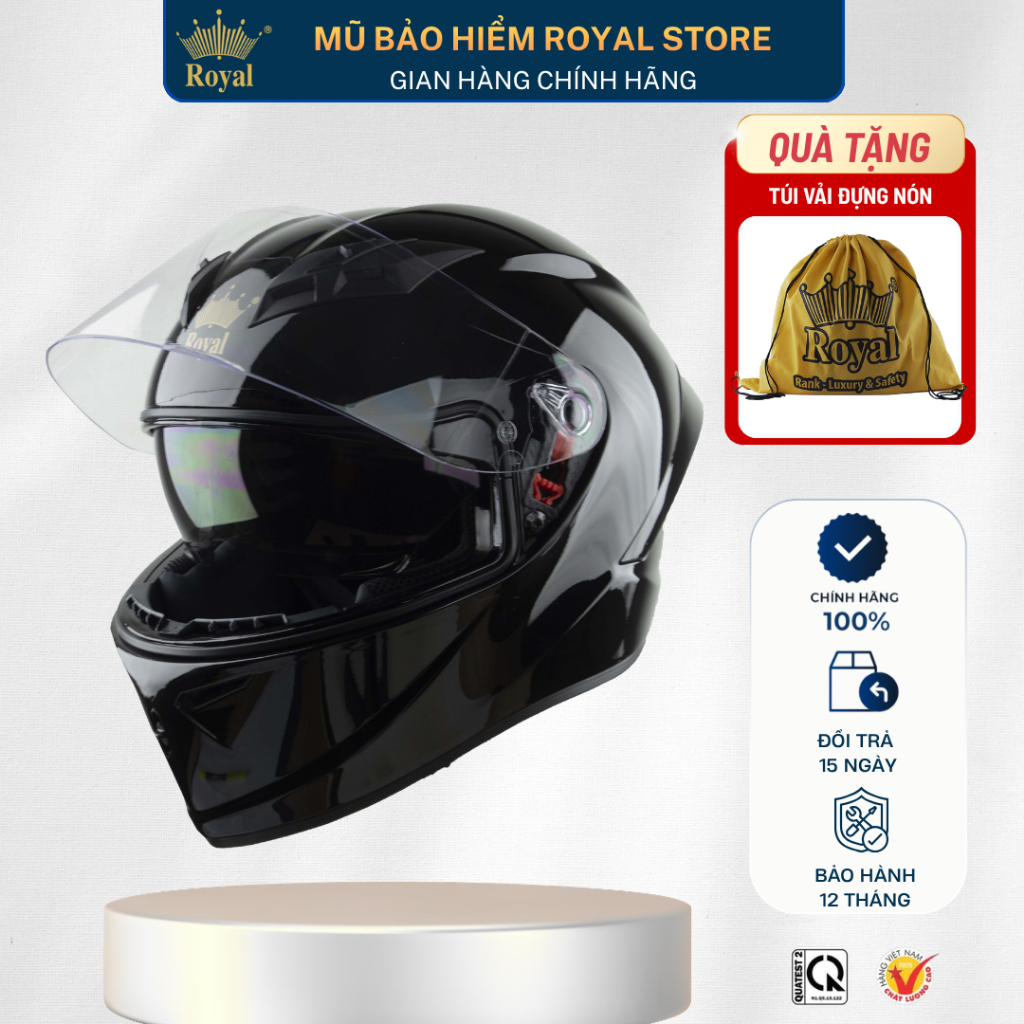 Mũ Bảo Hiểm Full Face Royal M266 Dòng 2 Kính Phượt Đi Xa An Toàn