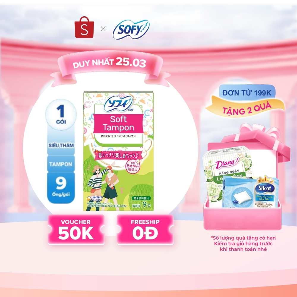 Băng vệ sinh siêu thấm Sofy Soft Tampon Super gói 9 miếng (Hàng nhập khẩu)