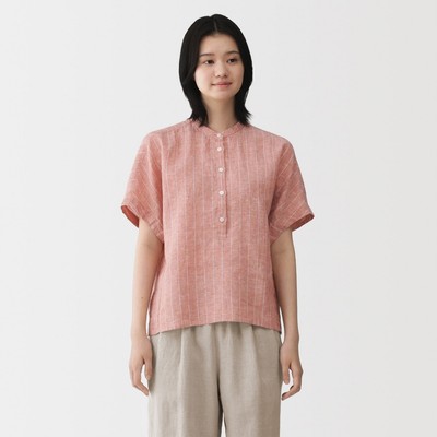 [26SS] MUJI Áo Blouse Tay Ngắn Vải Linen