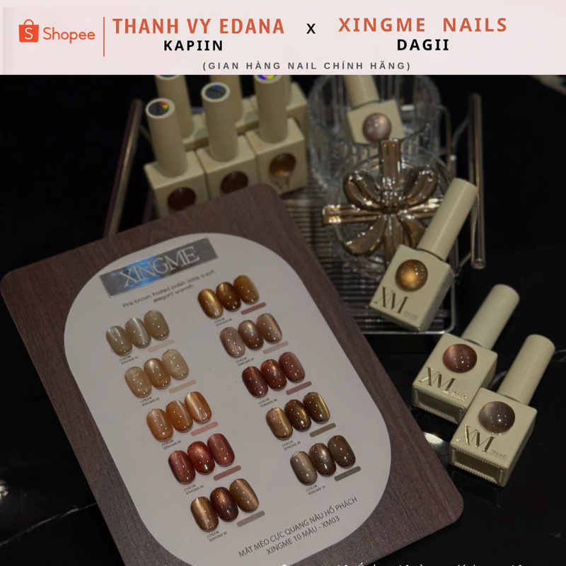 Sơn mắt mèo nâu hổ phách combo 10 chai tặng kèm bảng màu sơn , sơn XINGME 12g [TẶNG NC TRÒN]